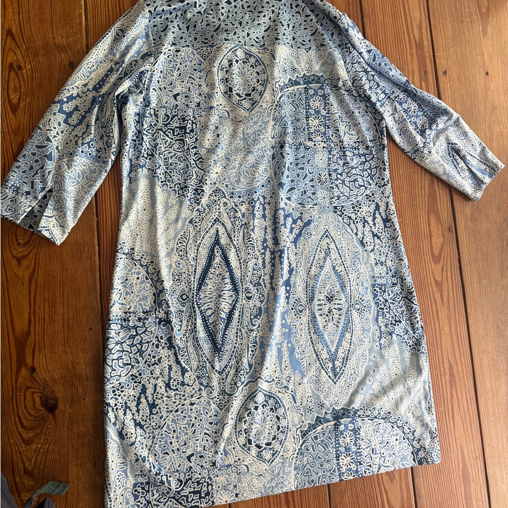Gretchen Scott blue Paisley three-quarter length sleeve shirt dress - Picture 5 of 6